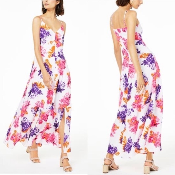 NWT BAR III Pink‎ White Floral Maxi Dress Size 0 - Picture 1 of 9